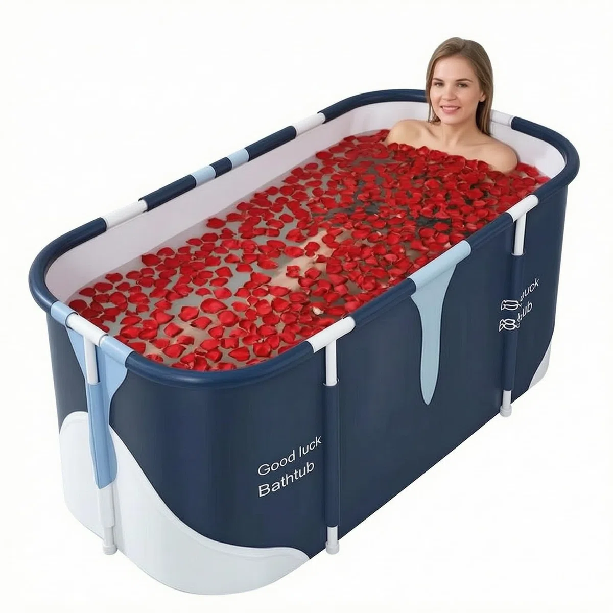 Baignoire portable 140 cm x 60 cm x 55 cm, baignoire familiale pliable pour adultes, baignoire spa pour la salle de bain et la cabine de douche