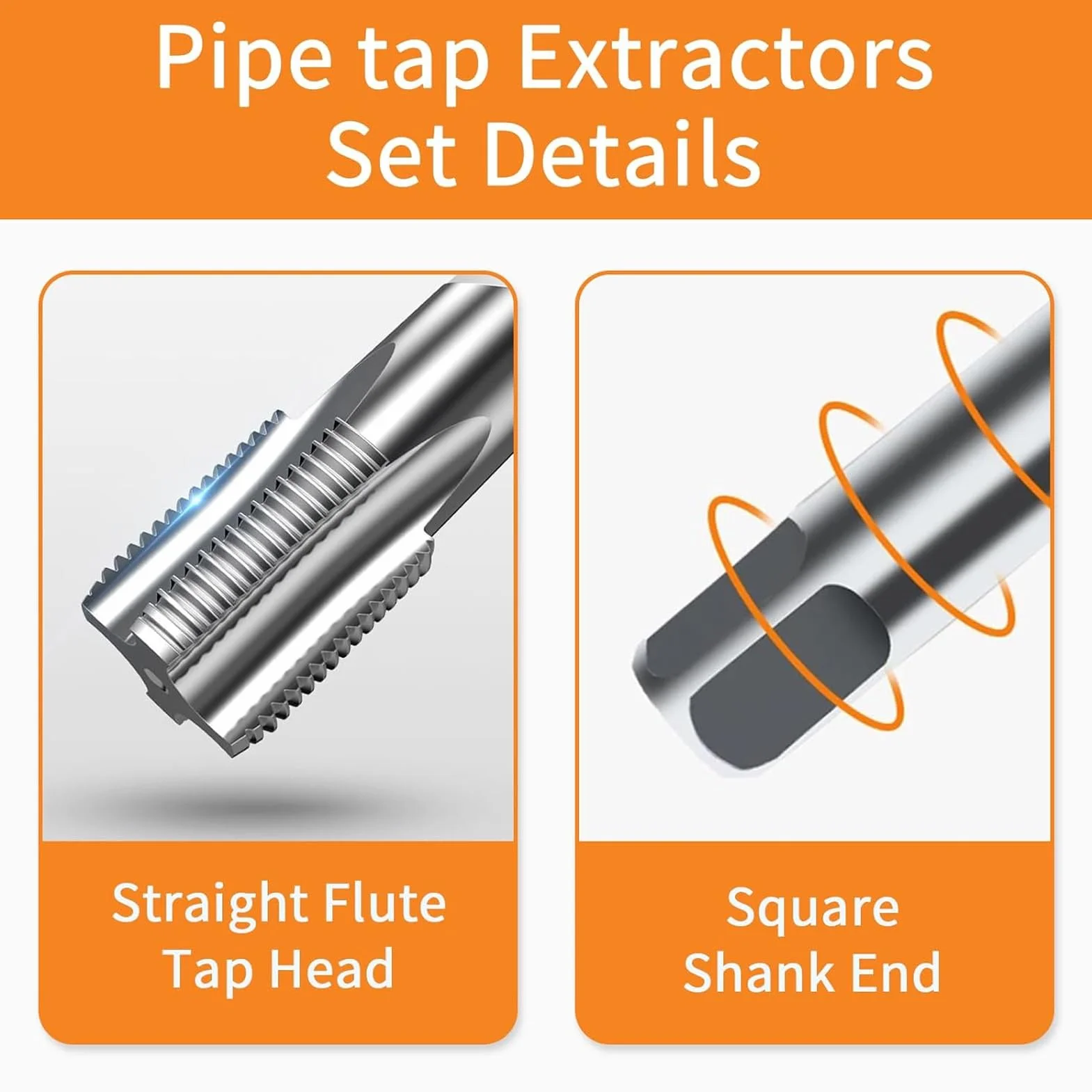 Ensemble de 6 Tarauds de Tuyau NPT, 1, 3/4, 1/2, 3/8, 1/4 et 1/8, Kit D'outils de Taraudage en Acier au Carbone, Outil de Coupe de Filetage DIY avec Boîte de Rangement,