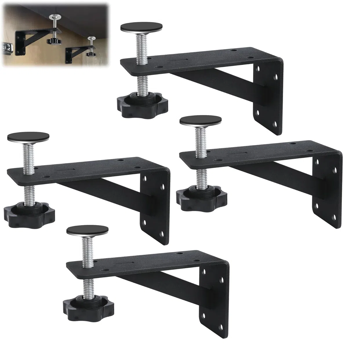 Lot de 4 Support D'Évier Encastré, Réglables Support En Acier Inoxydable, Kit De Support D'Évier Encastré, Système D'Installation Et Réparation Pour Évier De Cuisine