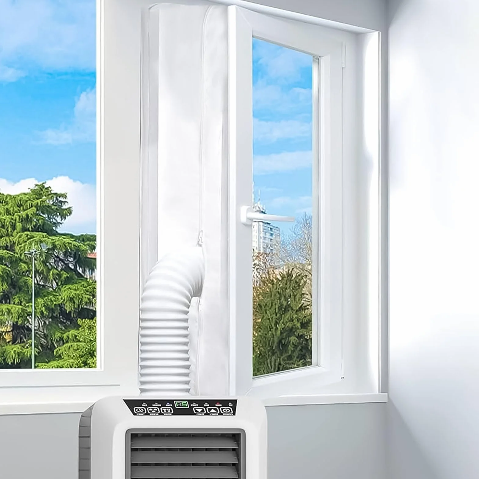 Kit Calfeutrage Climatiseur, Joint de Fenêtre pour Climatiseur Mobile, Facile à installer, Pas de perçage, Pour fixation sur les fenêtres, fenêtres de toit, fenêtres à battants (4M)