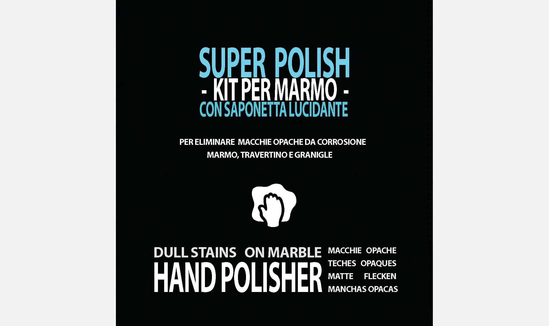 BMC SUPER POLISH Kit universel pour éliminer les taches ternes causées par la corrosion légère sur les pierres naturelles, avec tampons diamantés très fins et un polish solide spécial pour le marbre