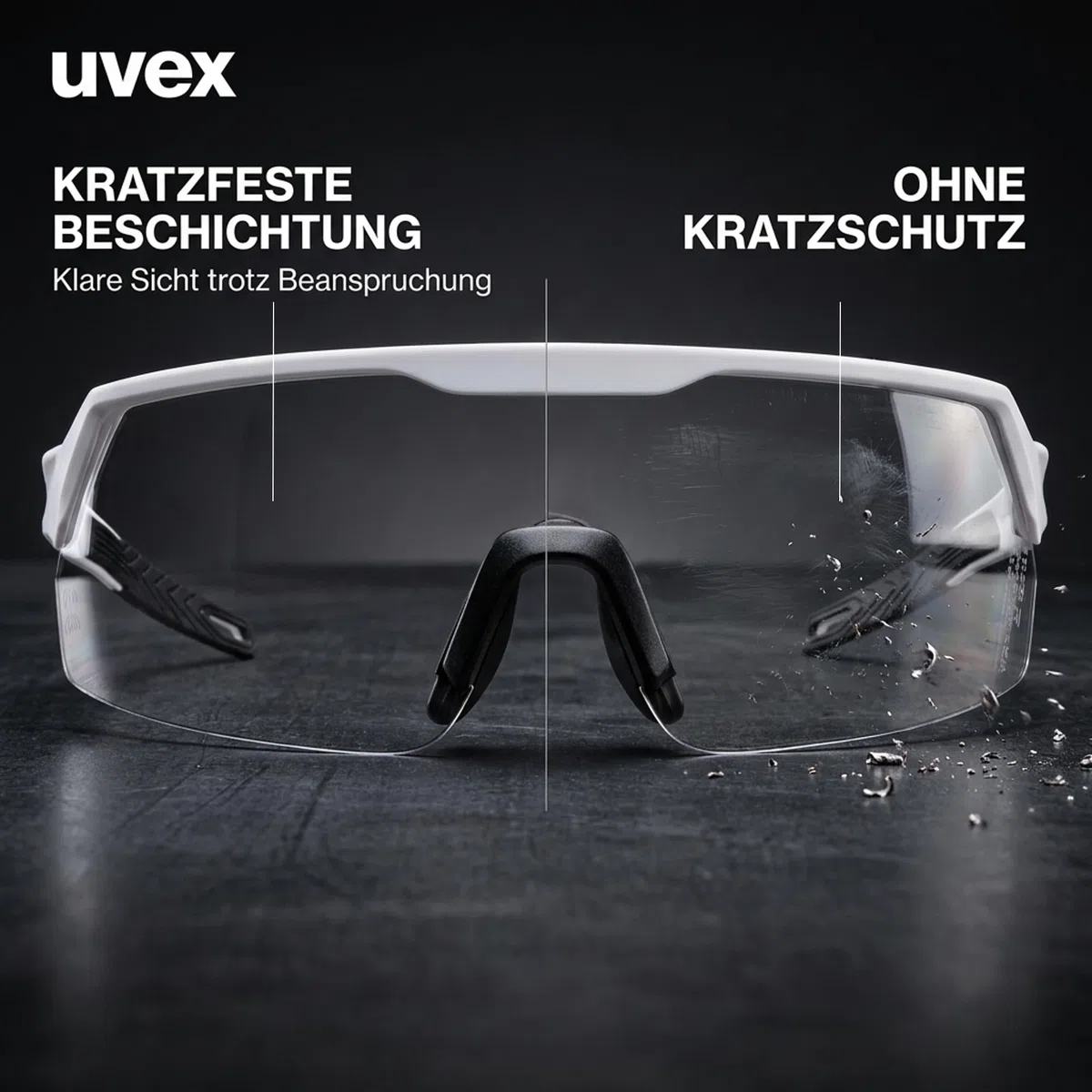 Uvex Ultrashield Lunettes de protection - Anti-rayures et anti-buée - Lunettes de travail sportives et à armatures avec protection UV 100 % - Antidérapantes et confortables