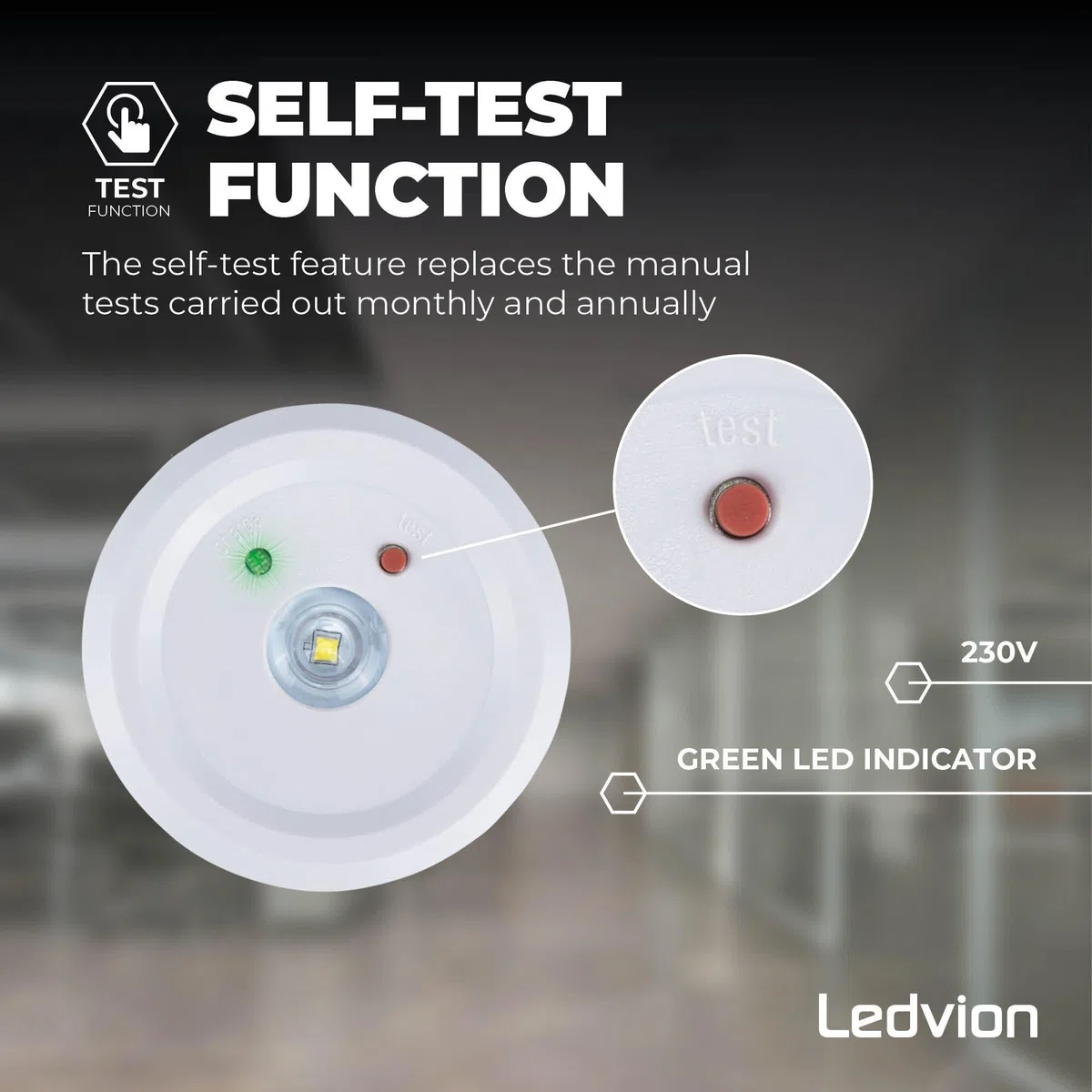 Ledvion - Spot LED d'Urgence, 3.5W - 6500K, IK07, IP65 - Incl. Batterie - Batterie de Secours (3 h)
