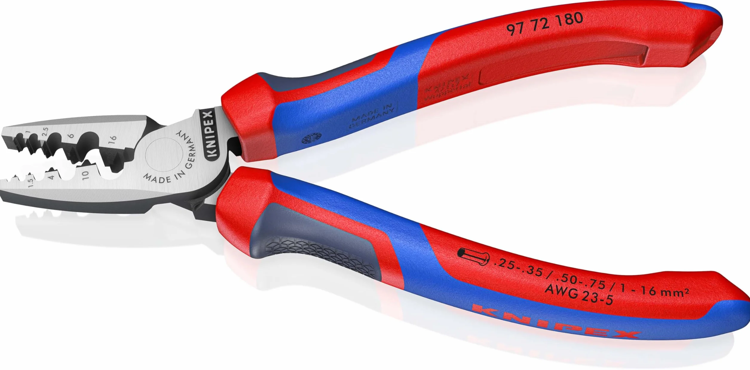 Knipex Pince à sertir pour embouts de câble avec poignées comfortables 180 mm, 97 72 180
