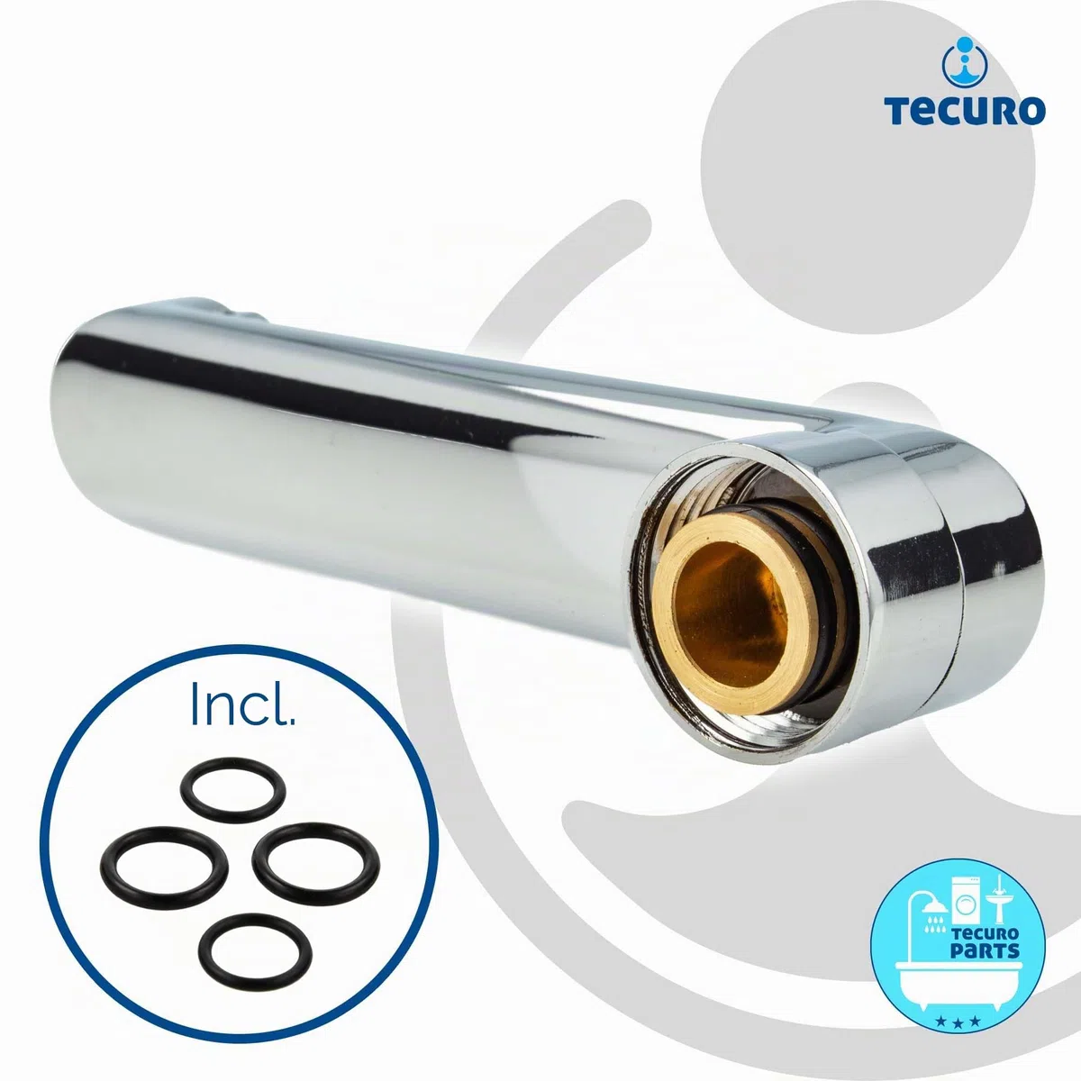 S-bec pour robinetterie murale-chrome, longueur : 100 mm - 3/4, raccord à joint conique ø 18 mm pour"
