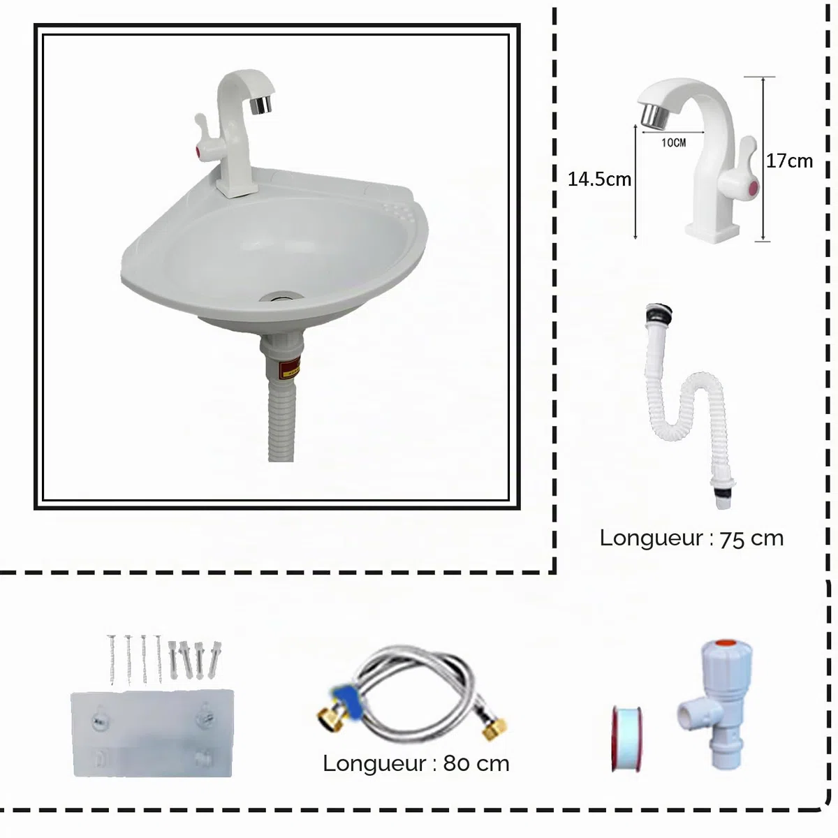 Lavabo coloré en plastique Petit lavabo d'angle pour lavage des mains, Lavabo mural en plastique, Mini lavabo, Lavabo de camping-car Évier pour jardin camping cave