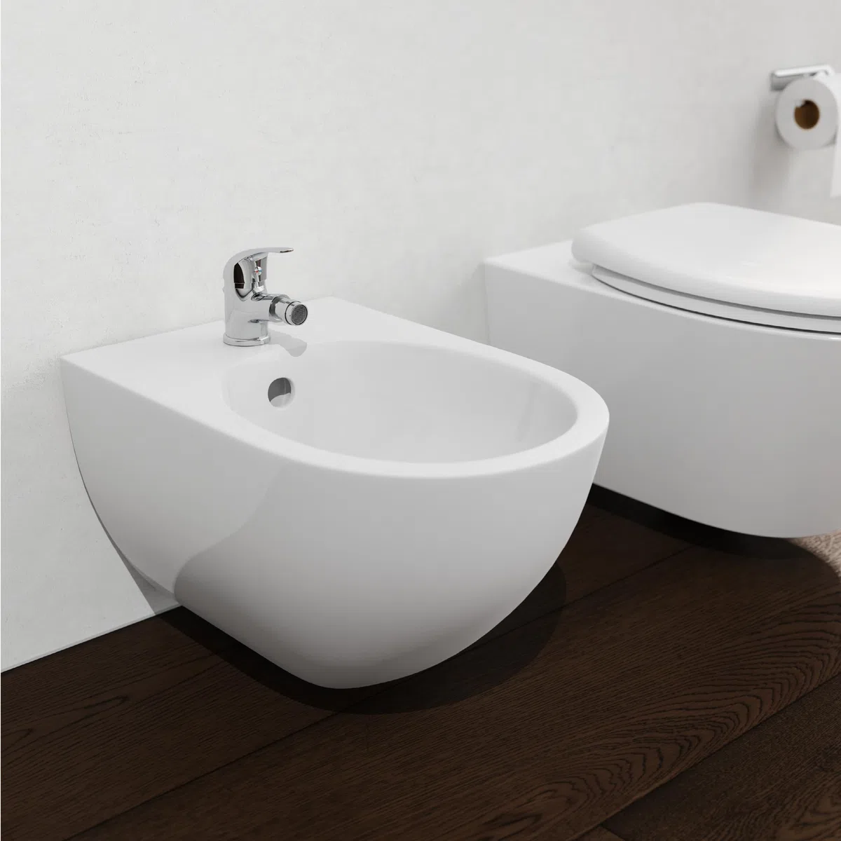 Schütte Athos Robinet Bidet Mitigeur Pivotant avec Bonde | Chrome, orientation réglable, bonde métallique, 2 flexibles 400 mm, montage facile, bidet salle de bain