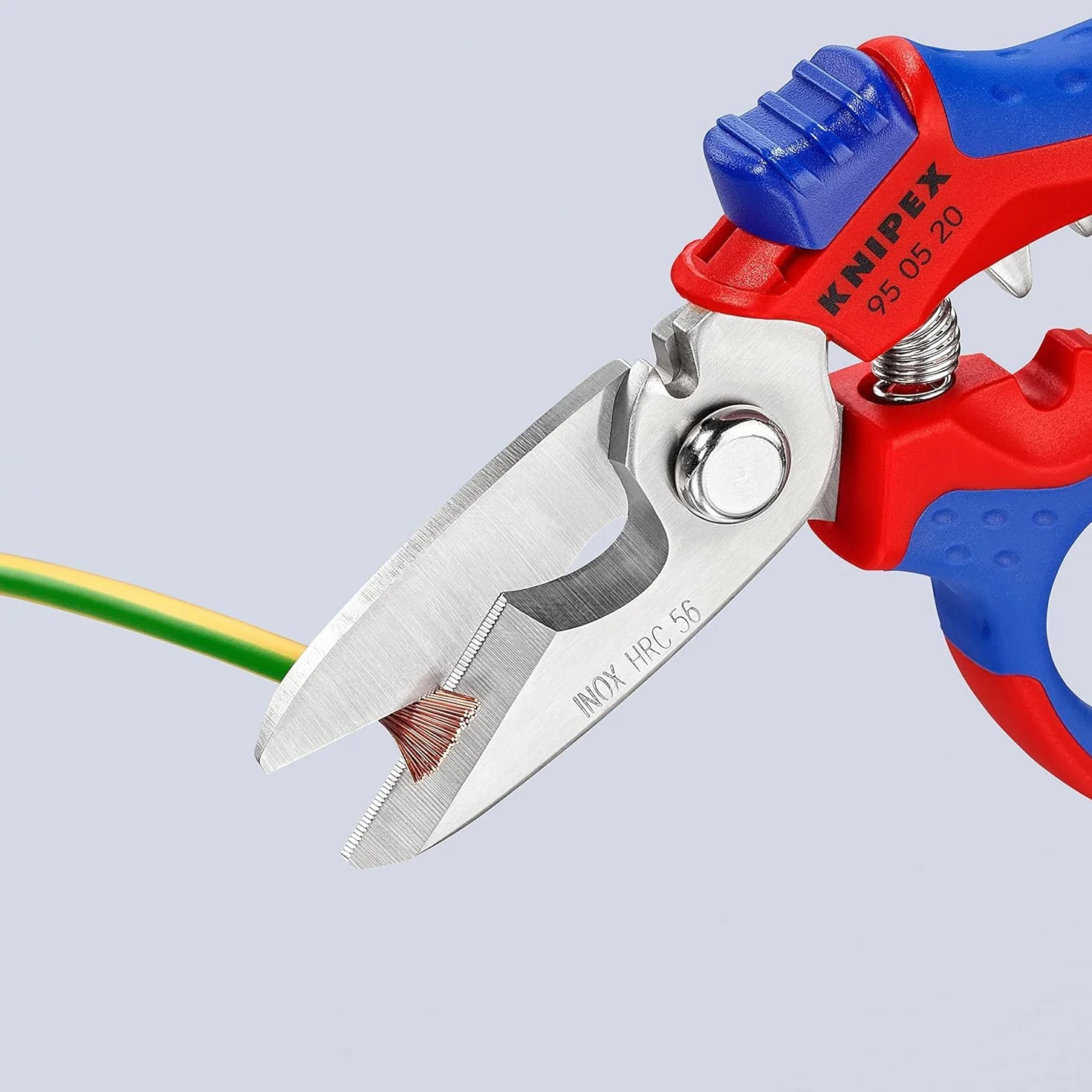 Knipex Ciseaux d'électricien coudés polie miroir avec gaines bi-matière, renforcées de fibres de verre 180 mm, 95 05 20 SB