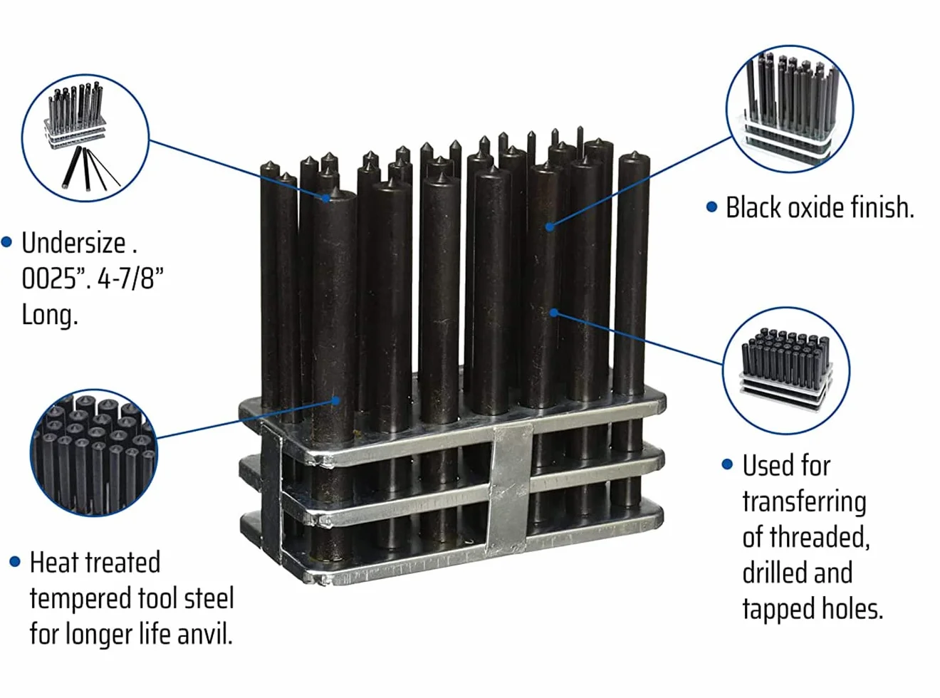 Lot de 28 poinçons de transfert 3/32" - 1/2" - Kit de filetage pour machiniste