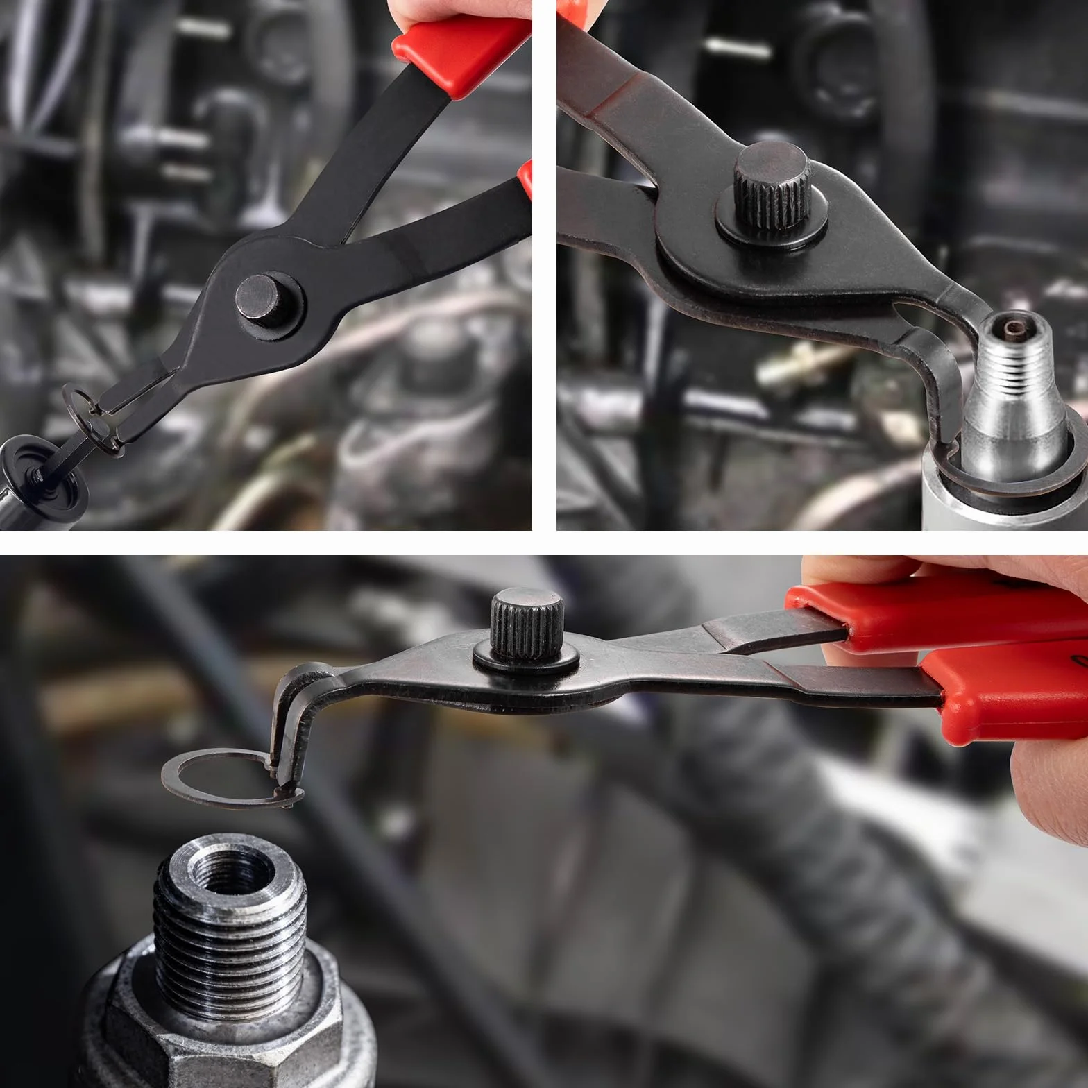 Toolwiz Lot de 10 pinces à circlips internes et externes pour anneau de retenue en C, outils automobiles droits courbés et robustes, avec crochet, médiator et étui de rangement