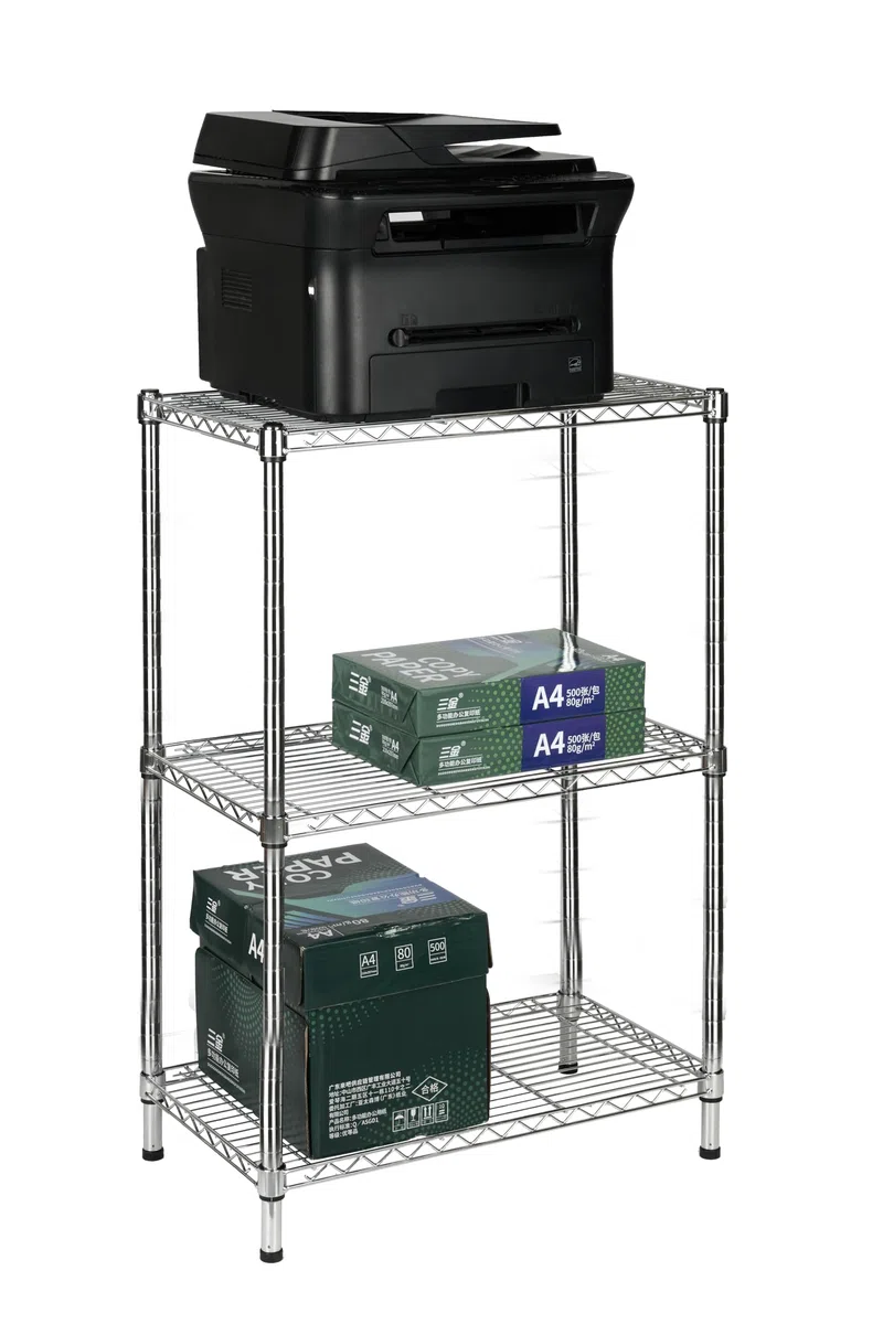 Floordirekt | Everest | Étagère de Rangement multifonctionnelle | Idéale pour la Cuisine, la Salle de Bains | Capacité de Charge : 70 kg par étagère | Chrome, 60 x 35 x 90 cm | 3 étagères