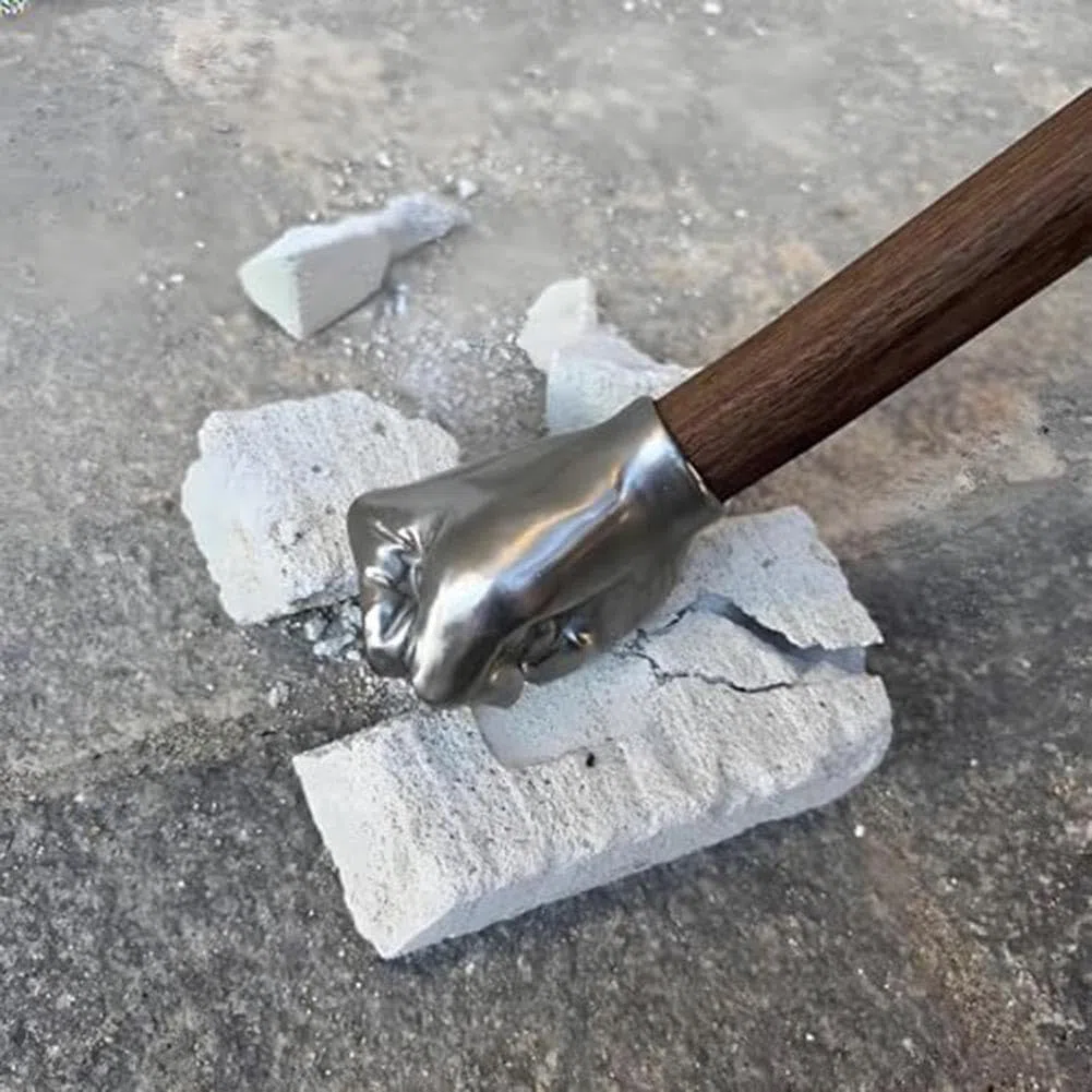 Marteau de poing décoratif en acier inoxydable avec poignée en bois antidérapante, outils à main, outil de quincaillerie pour les tâches légères (marteau de poing)