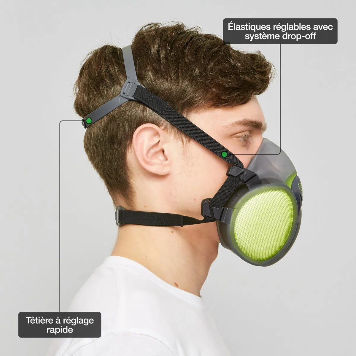 BLS 8600next A2P3 R D Demi-masque de Protection en TPE avec Filtres A2P3 Intégrés, Prêt à l'Emploi et Sans Entretien. Pour Gaz/Vapeurs, Poussières, Mauvaises Odeurs, peinture, Masticage et Solvants