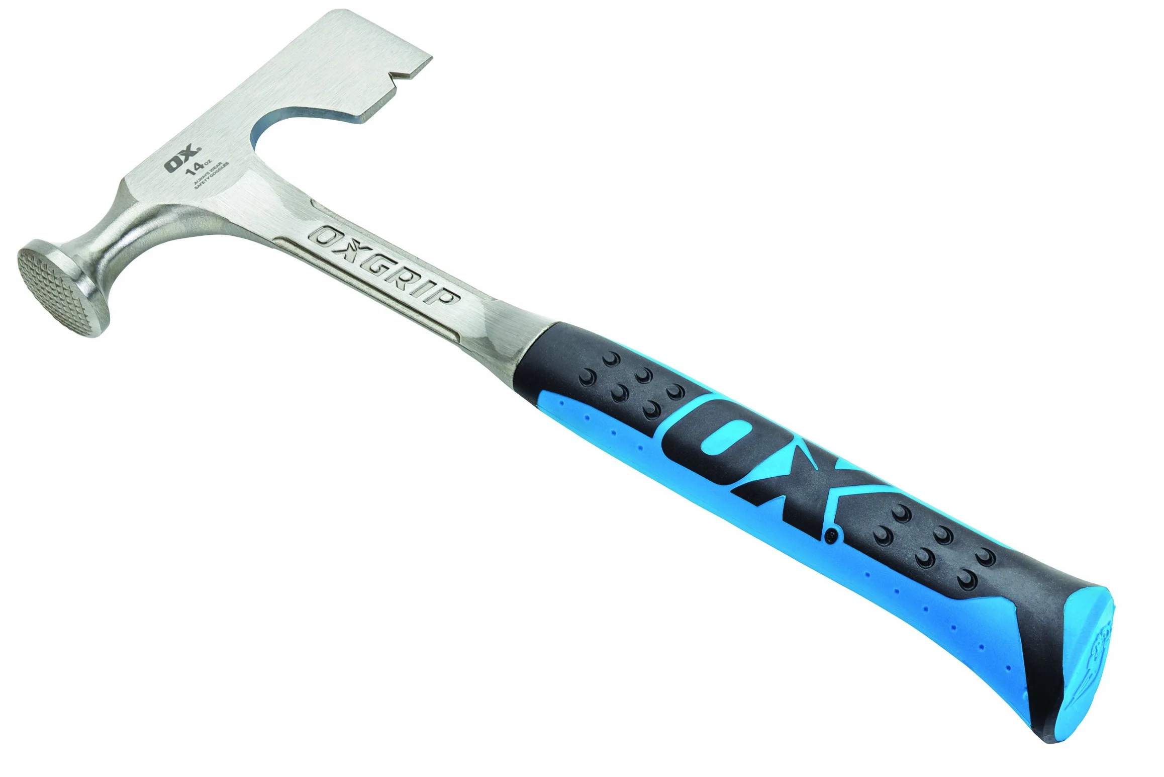 OX Tools Marteau Cloison Sèche 14 oz - Tête en Acier au Carbone, Poignée en Inox, Bleu, 1.61 pounds