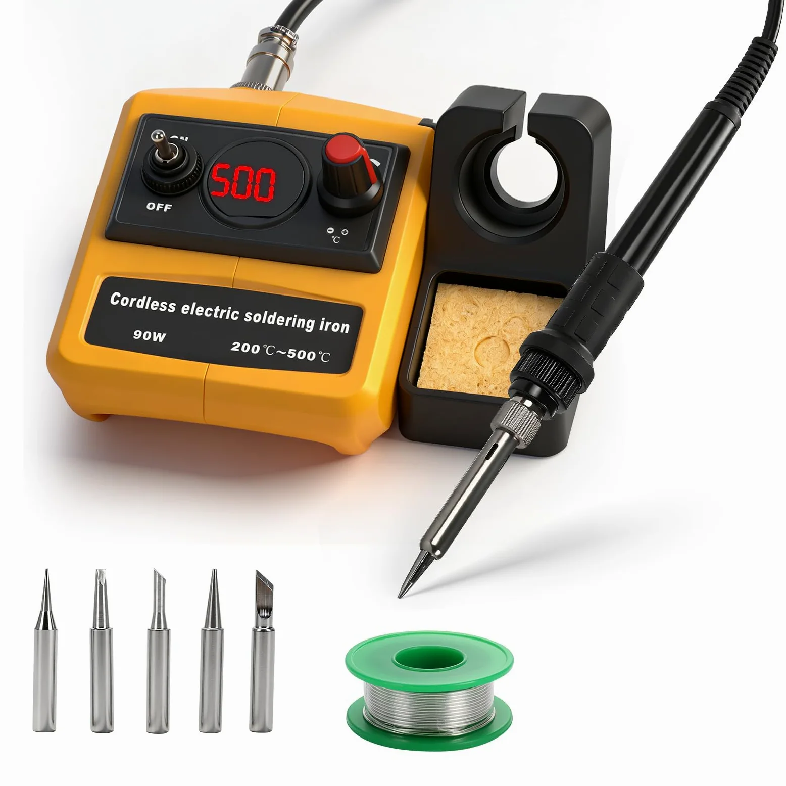 Station de fer à souder sans fil compatible avec batteries DEWALT 18 V/20 V, écran LCD numérique 90 W, station de soudure électrique avec réglage en continu de 200 à 500 ℃ pour (outil uniquement)