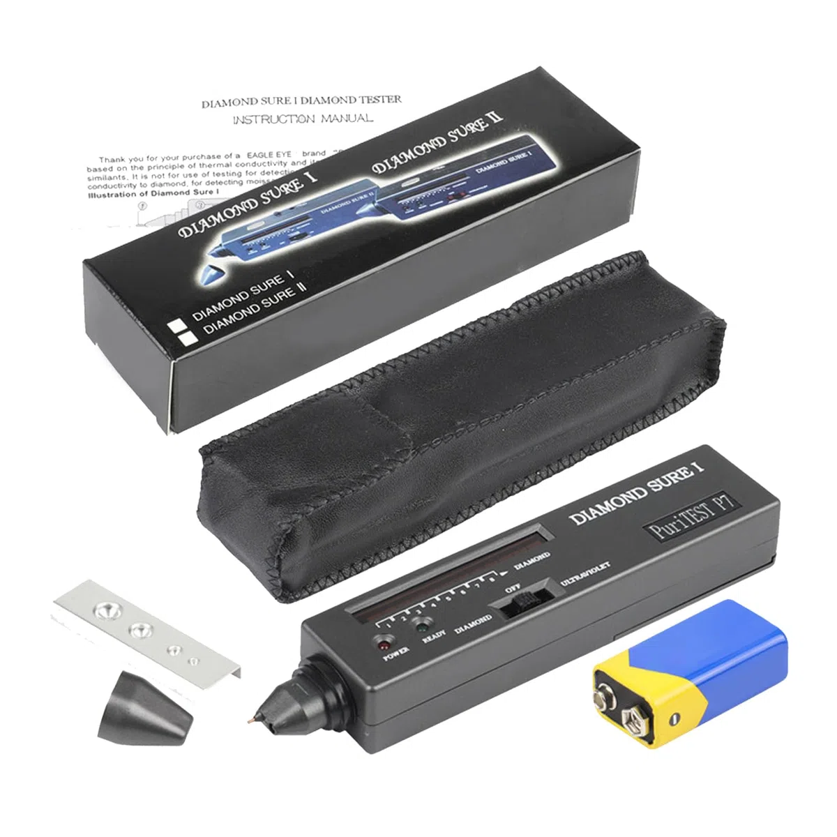 Stylo de test de diamant électronique portable avec lumière UV, outil de test de dureté professionnel pour les vrais diamants, pierres de bijouterie, débutants et experts
