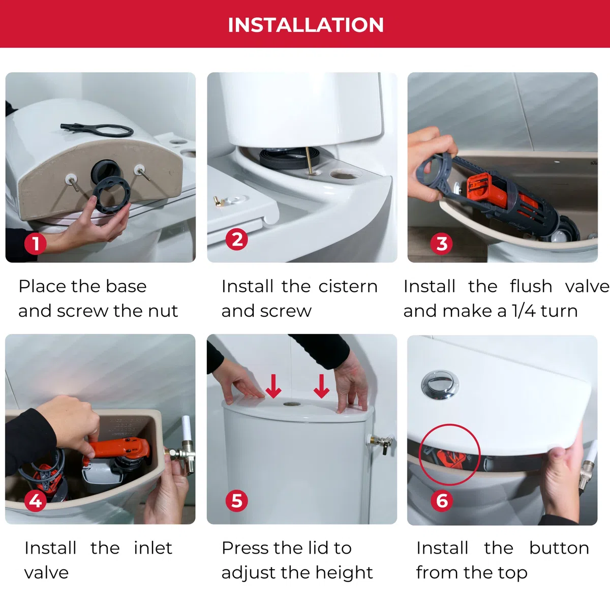 Wirquin 10723673 Mécanisme chasse d'eau wc double chasse avec bouton poussoir à étrier Wirquin One, gris | Bouton poussoir à étrier, facile à installer, économie d'eau