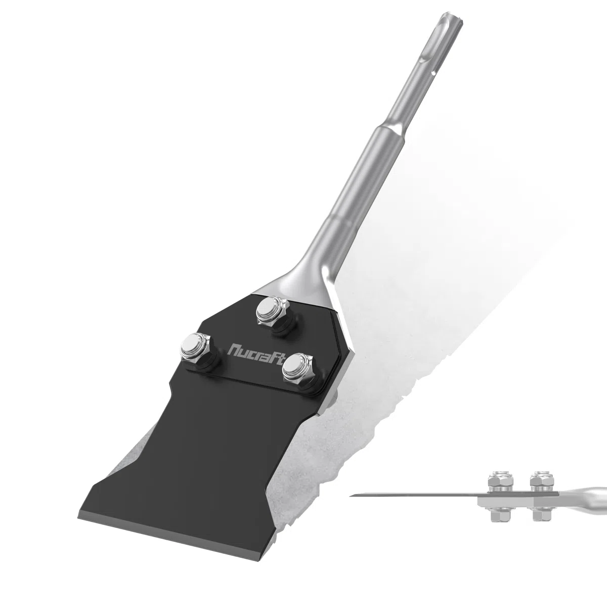 Nucraft Burin à spatule SDS-Plus, Burin à carrelage, 250 x 100mm, pour enlever l'adhésif pour carrelage et sol, moquette, linoléum, contreplaqué, surface murale, et plus | Enlève le tapis, le linoléum, la peinture, la chape ainsi que la colle pour carrela