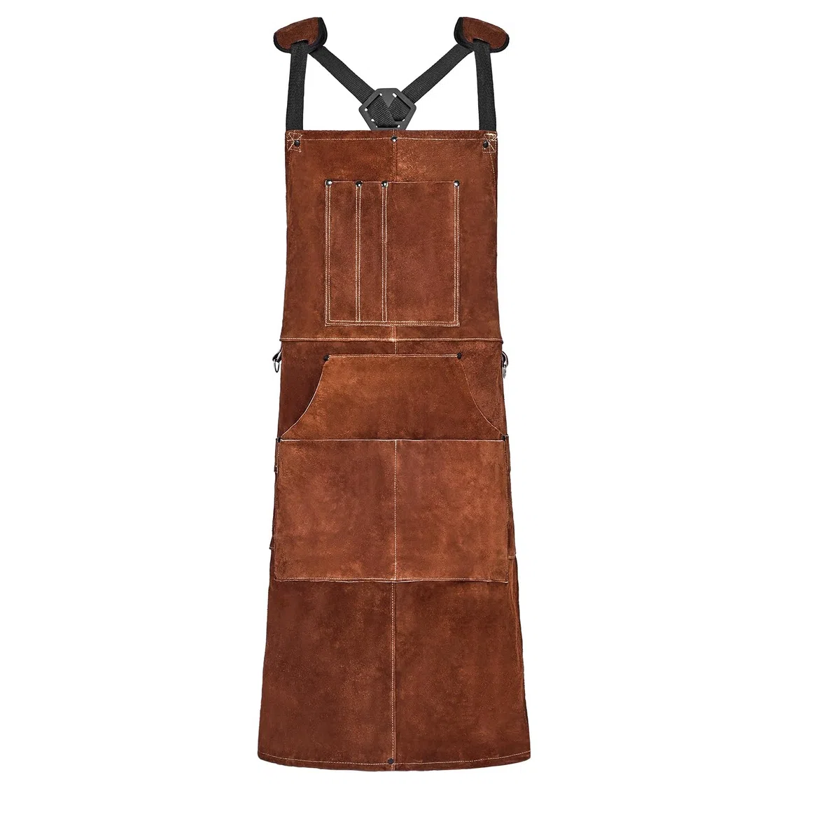 VEVOR Tablier de Soudage en Cuir de Vachette, Tablier de Soudeur Résistant aux Flammes, à la Chaleur, avec 6 Poches, Protection Étincelles pour Hommes, Femmes, de Travail du Bois, Jardinage, Barbecue