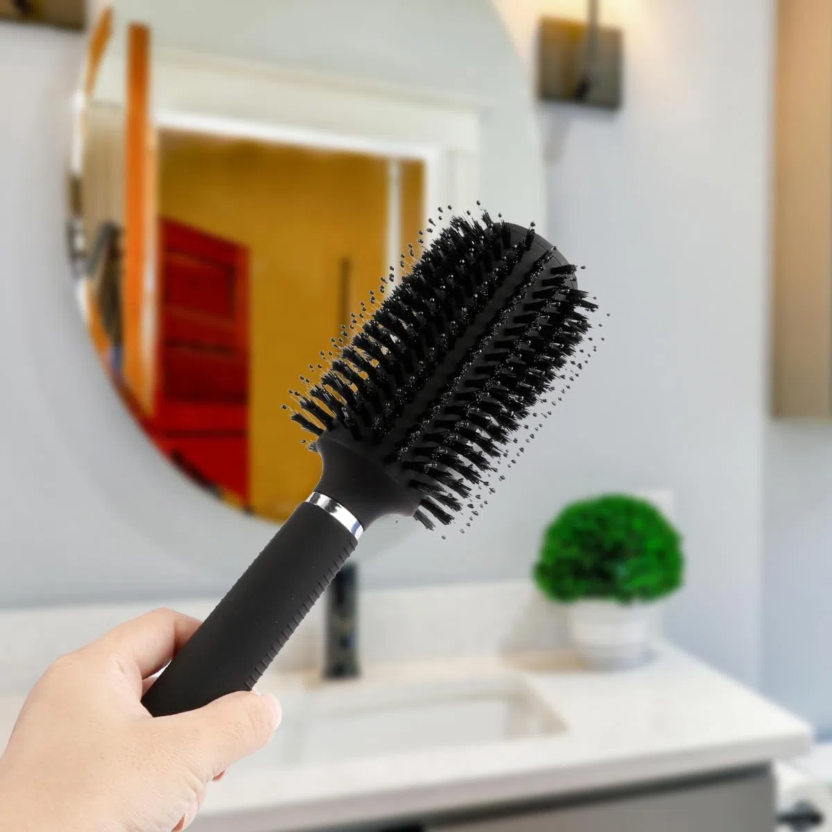 Brosse à cheveux avec rangement secret - Coffre-fort cacher argent et clés, brosse à cheveux de voyage - Tirelire discrète pour objets de valeur (noir)