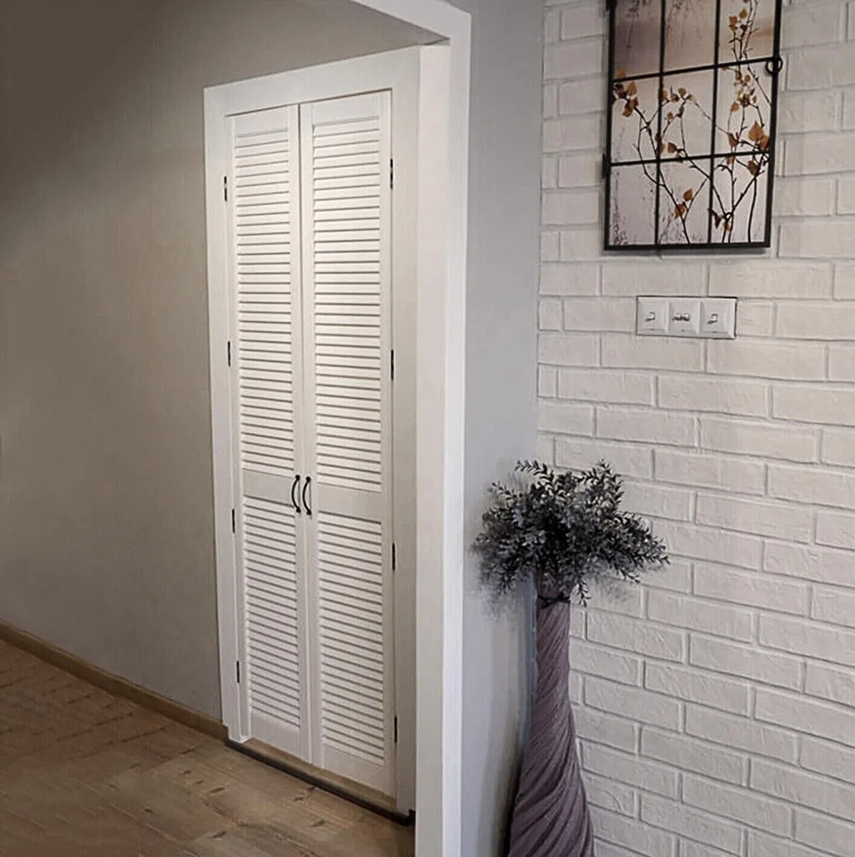 Porte Louvre en Bois - Extra Lisse - Blanc à Double Couche - Poncée, Polie, Prête à l’Usage - Porte Intérieure à Lamello pour Bricolage, Placard, Armoire