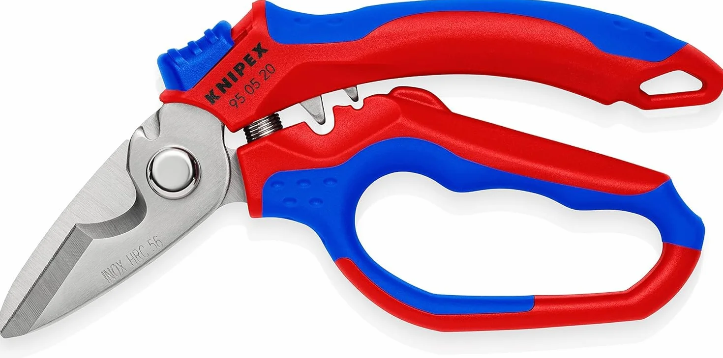 Knipex Ciseaux d'électricien coudés polie miroir avec gaines bi-matière, renforcées de fibres de verre 180 mm, 95 05 20 SB