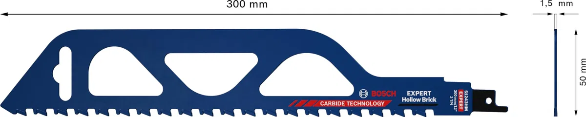 Bosch Professional 1x Lame de scie sabre Expert `Hollow Brick` S 1243 HM (pour Bloc de construction, Longueur 300 mm, Accessoires Scie sabre)