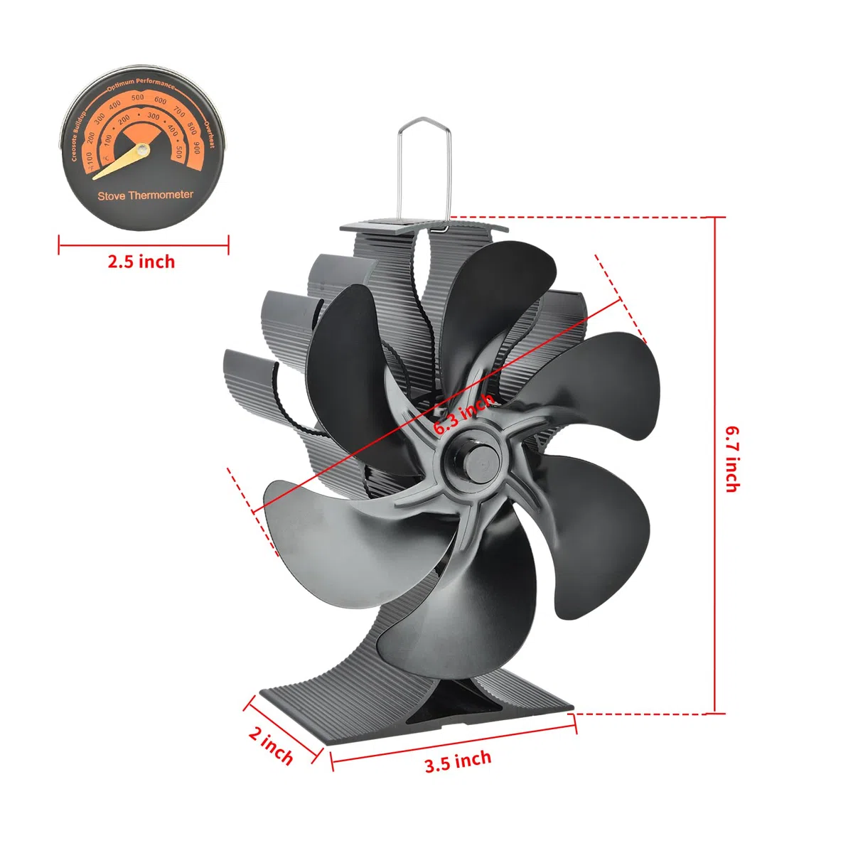 SHAVINGFUN 6 pales Ventilateur de poêle à chaleur,ventilateur poele à granulésVentilateur Silencieux pour Poêle à Bois/Cheminée/Gaz/Bûches