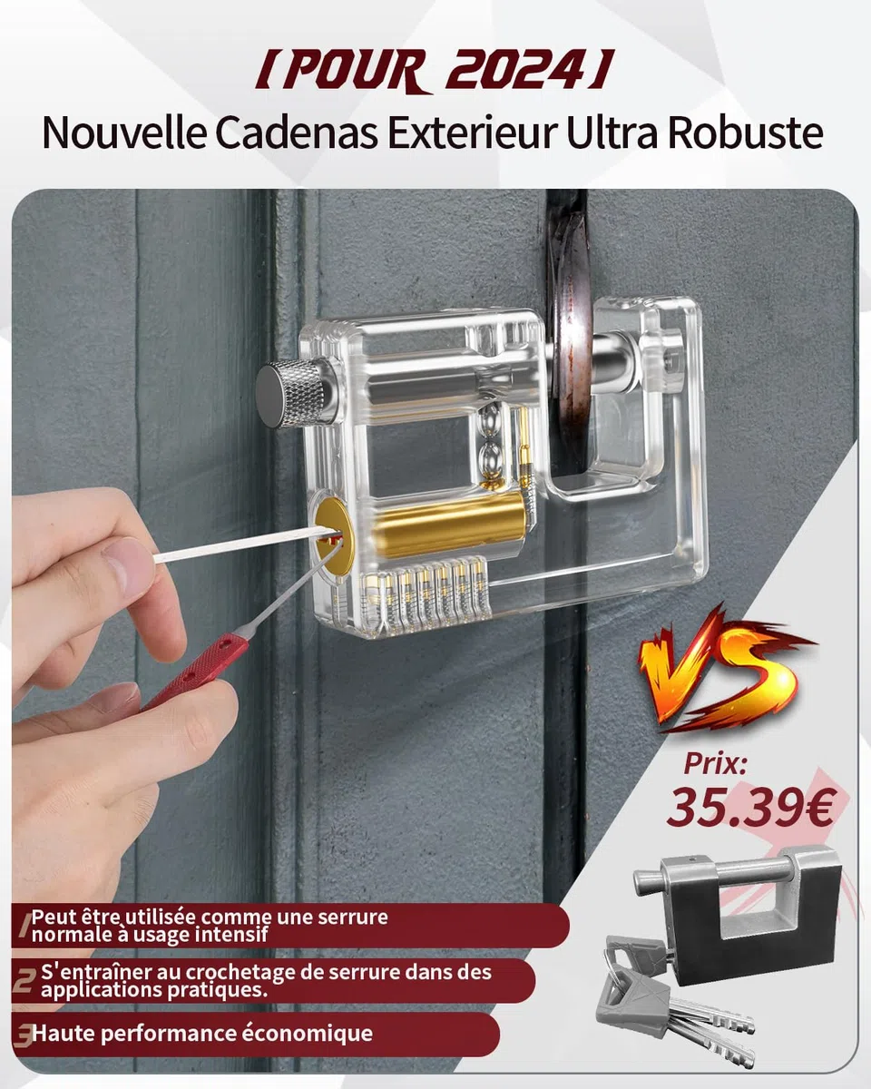 Eventronic Kit de Crochetage Serrure 37+5 Pièces, [2026 Nouvelle Edition Pionnier & Nouvelle Expérience Lockpick] avec 5 Serrure Transparente Cadenas, pour Serruriers Débutant & Pro