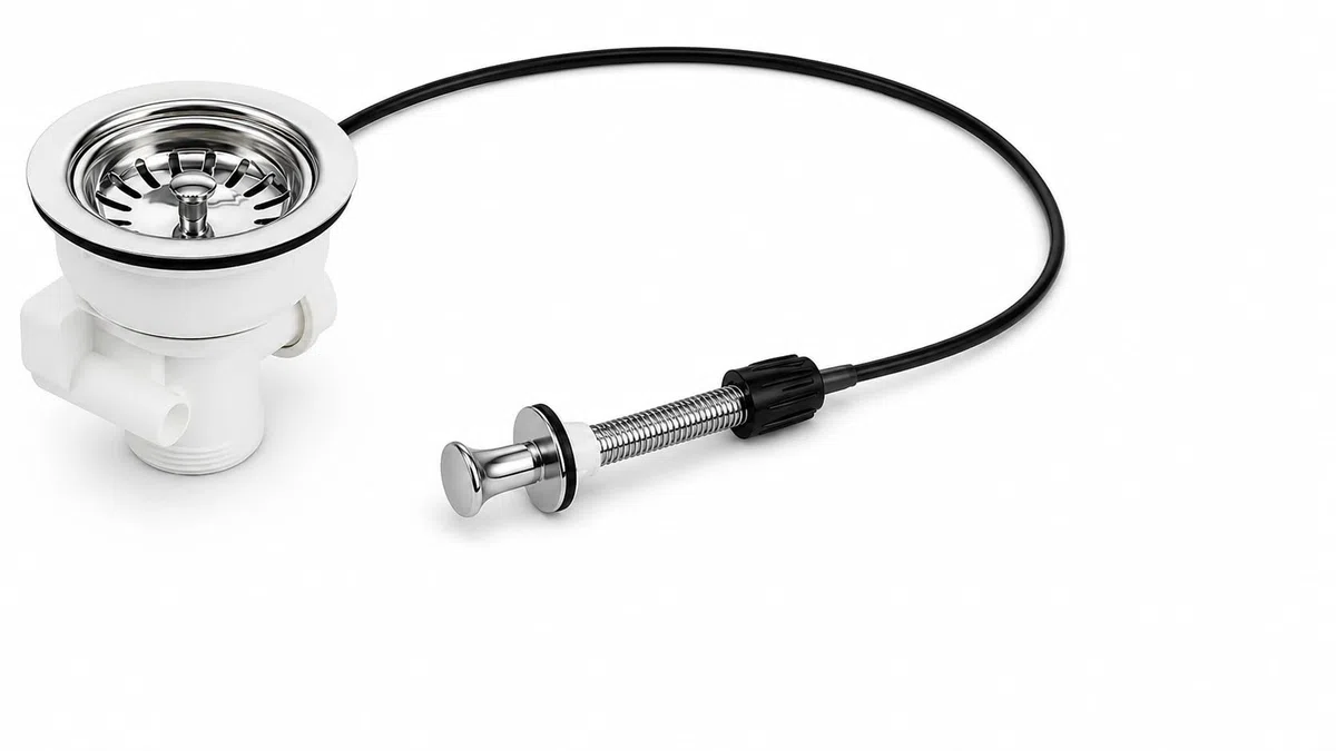 Vanne universelle à tamis avec commande à tirette - vidage vers le bas avec 2 raccords de trop-plein (1") - ø 114 mm