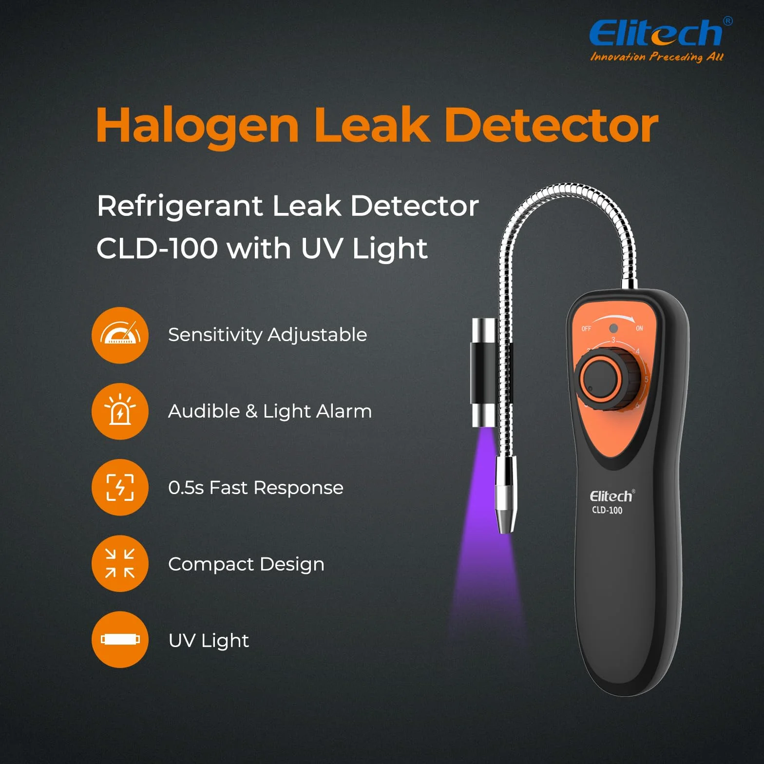 Elitech Détecteur de Fuite de Gaz Réfrigérant HVAC avec Lamp UV CLD-100 & Balance de Réfrigérant Electronique 50 kg pour Remplissage Climatisation CVC LMC-100F+