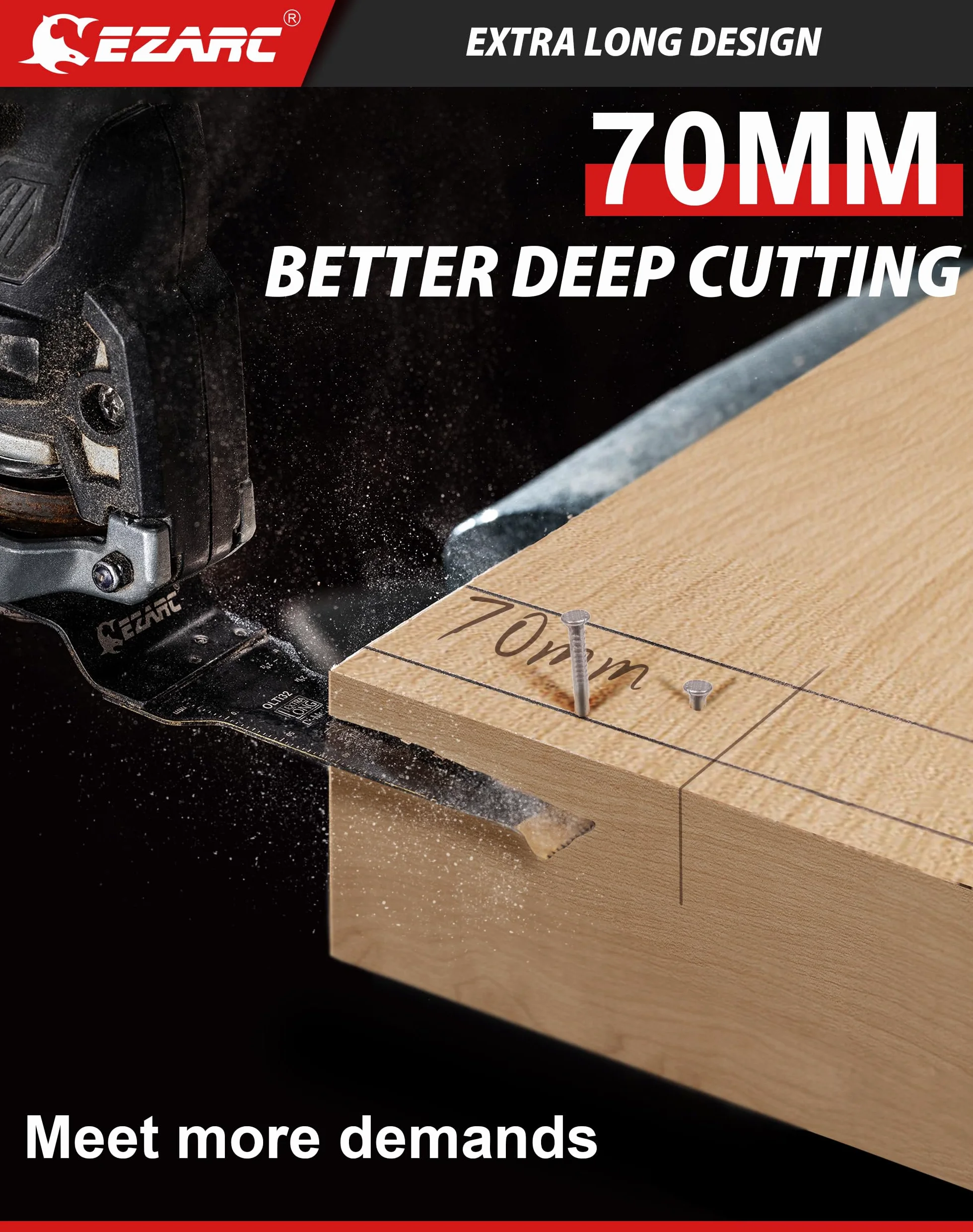Lames de scie oscillante en titane EZARC, longueur standard et lames multitool oscillantes extra-longues pour la découpe de métal, de clous en bois, de vis, de plastique, lot de 12.