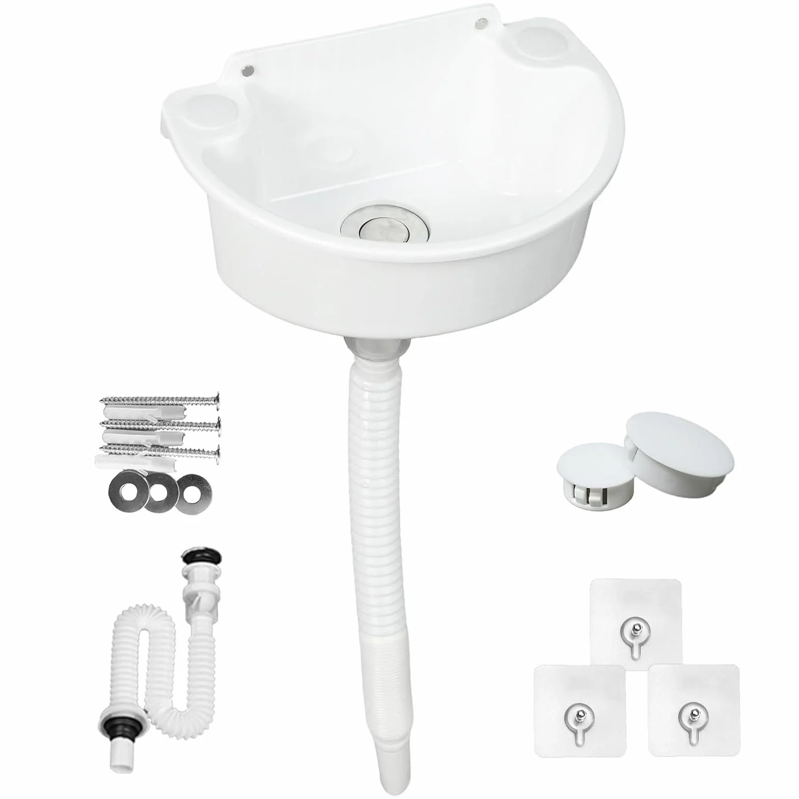 Lavabo en plastique, lavabo de camping, bassin de vidange, lavabo à main en plastique simple avec tuyau et bouchon de vidange pour jardin, garage, cave, camping-car, cave, chantier de construction