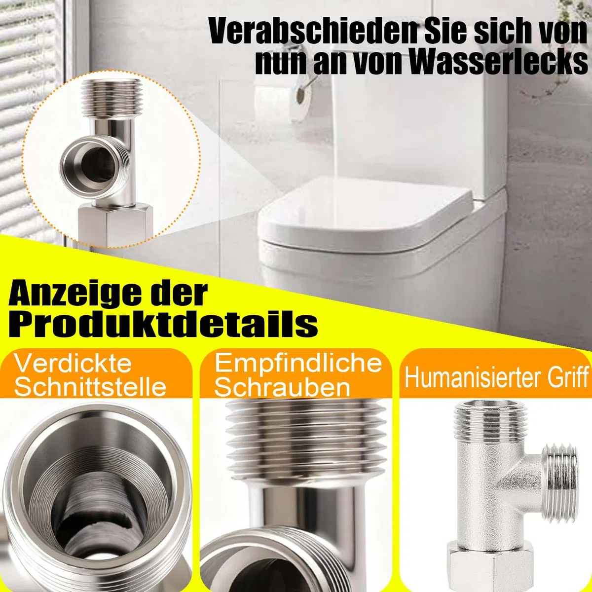 Connecteur en T 3 Voies,Vanne D'inversion WC en Cuivre 3/8" | avec Dents Latérales 1/2" Vanne,Connecteur de Tuyau 3 Voies, pour réservoir de toilettes,robinet de douche