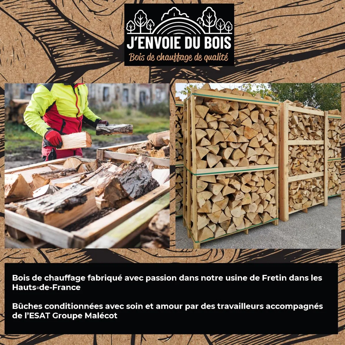 J'ENVOIE DU BOIS - Bois de Chauffage 30cm - Carton de 35 litres - Bûches Extra sèches (étuvées) - Poêle, Insert cheminée, brasero, Barbecue, Four à Pizza - Mélange Bois durs (hêtre, chêne, frêne)
