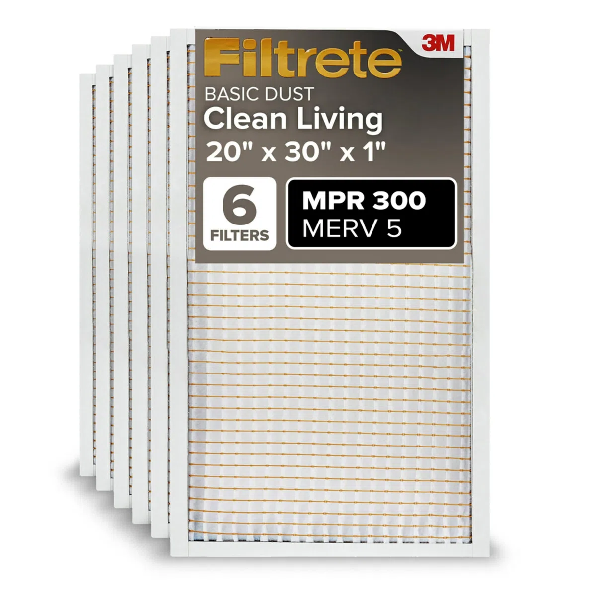 Filtrete BD22-6PK-1E MPR 300 Filtre à air pour four AC, Blanc, 20x30x1