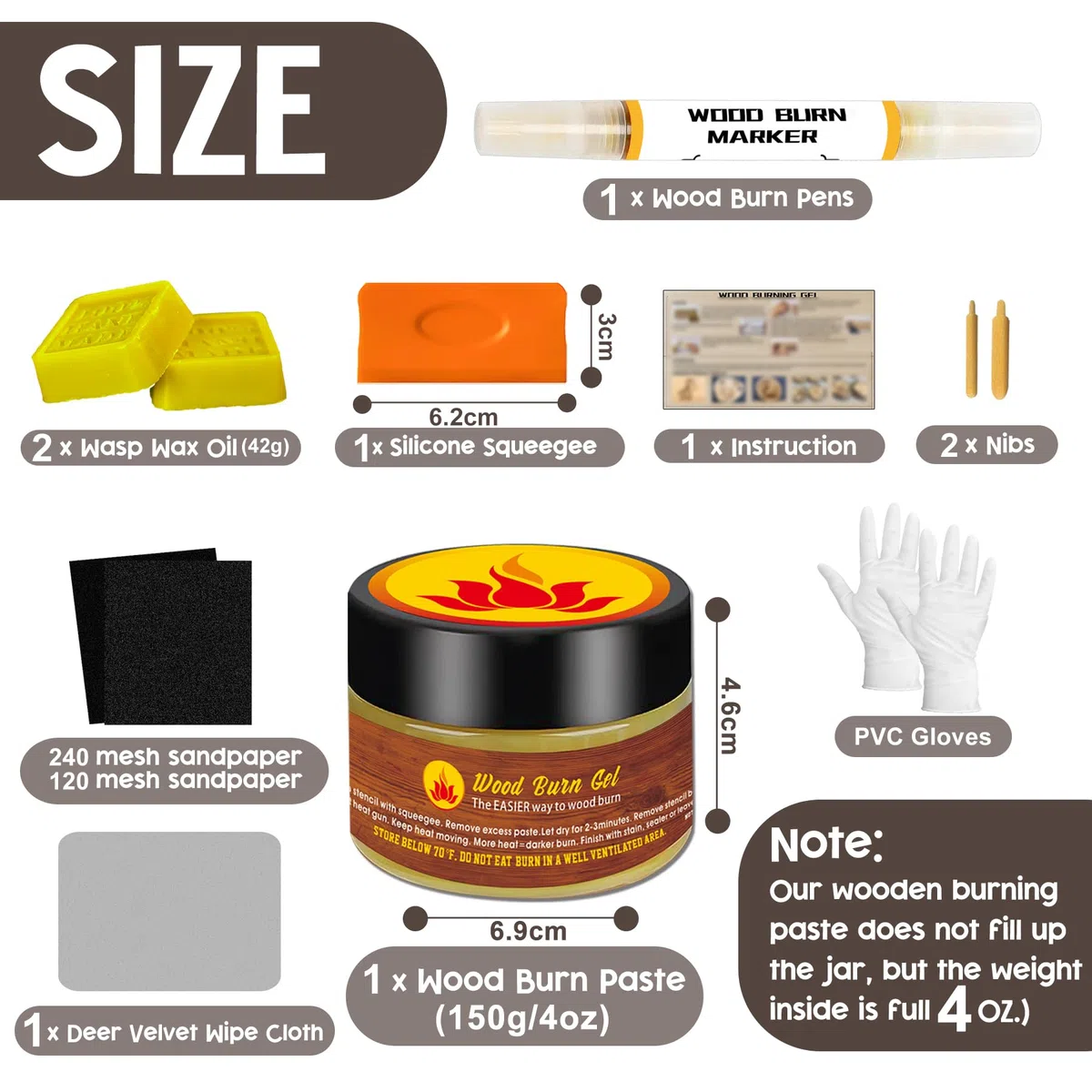 Kit de Stylo à Pâte à Bois 113,4 g, Gel de Combustion, Marqueurs Double Face pour Combustion en Quelques Minutes, Parfait pour Débutants, Cadeaux Significatifs