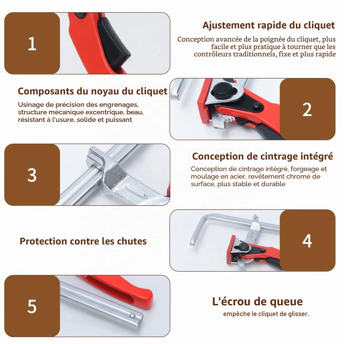 Deux PièCes Serre Joint Menuisier, Tout En Acier Serre Joint Rapide, Avec PoignéE à Levier, Pour Le Meulage, à Une Main Pour Table Multifonctions, Compatible Avec Table De Travail Et CNC
