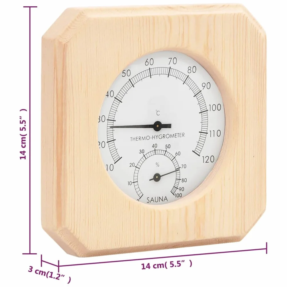 vidaXL Ensemble 2 en 1 Hydrothermographe et Minuterie à Sable de Sauna Montre à Sable Rotative Thermomètre Hygromètre Accessoire de Sauna