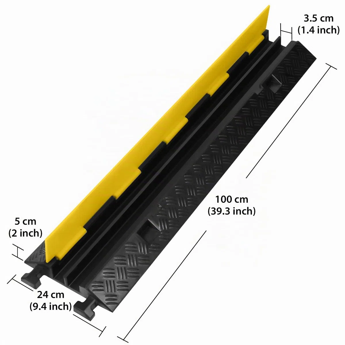 FIVMEN Lot de 2 goulottes de câbles en caoutchouc - 100 x 24 x 5 cm - Protection contre les surcharges pour câbles avec design modulaire - Pour l'extérieur, le bureau, l'atelier, l'entrepôt