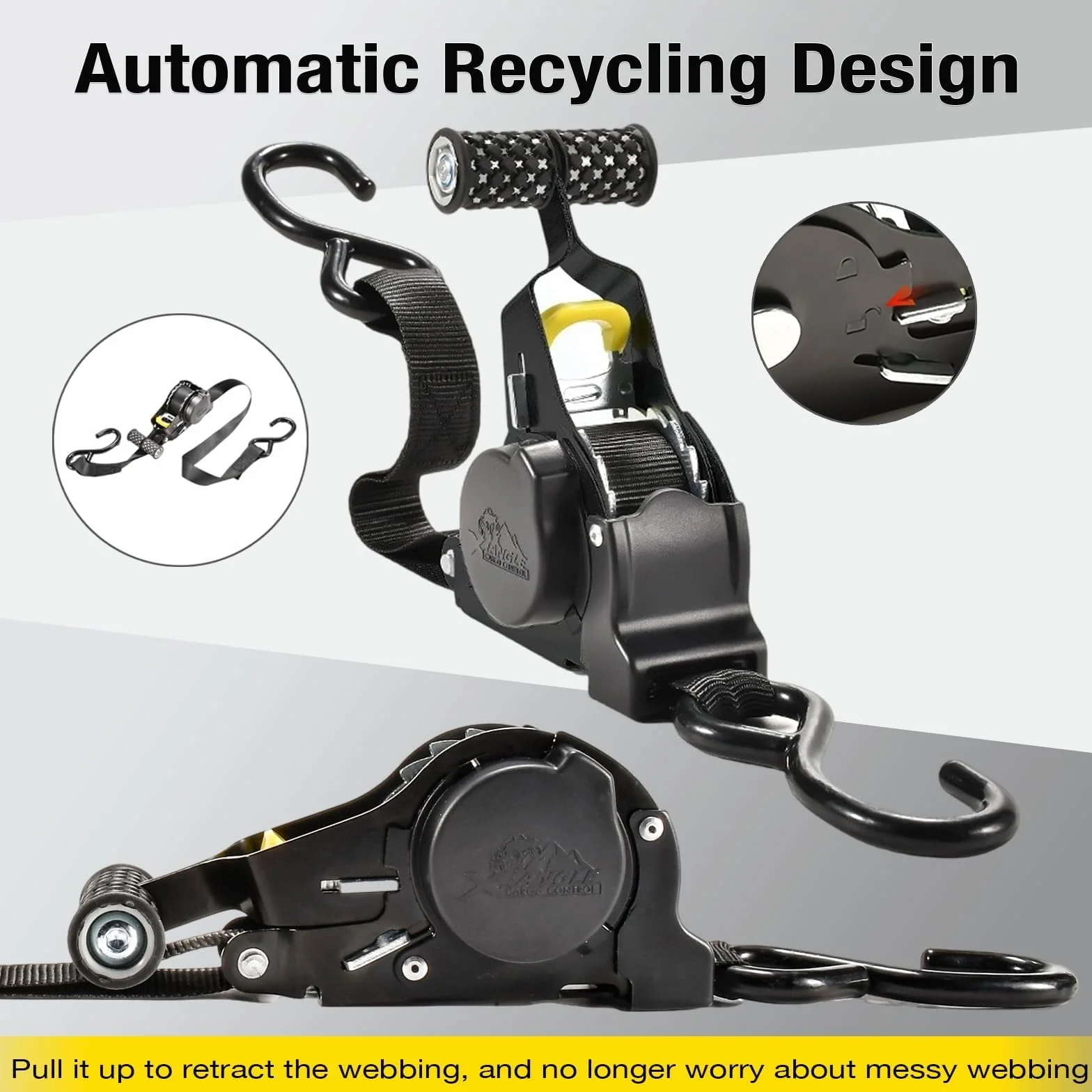 2 Pièces Sangle Arrimage Moto a Cliquet Automatique, Sangle Guidon Voiture Moto, Sangles à Cliquer, Protection Maximale pour Voiture, Camion, Moto