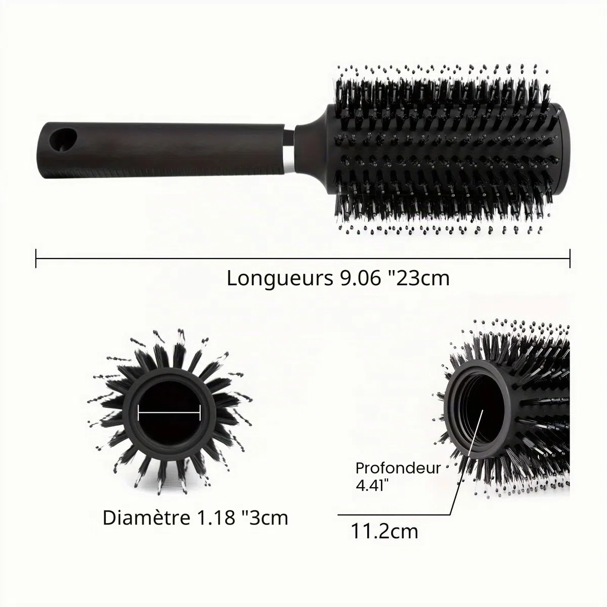 Brosse à cheveux avec rangement secret - Coffre-fort cacher argent et clés, brosse à cheveux de voyage - Tirelire discrète pour objets de valeur (noir)