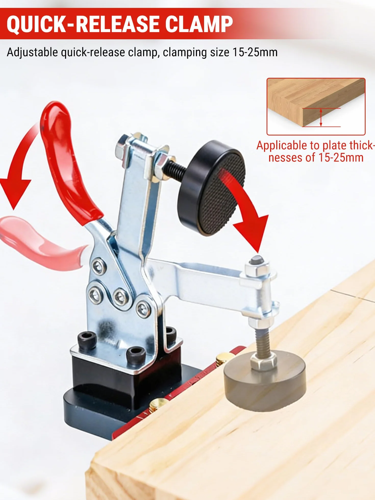 VOBOR Gabarit de Percage Charniere 35mm, Bloc de Positionnement 3-6 mm, Guide de Percage Dissimulé en Métal, Localisateur de Poinçon de Armoire, pour le Travail du Bois de Bricolage