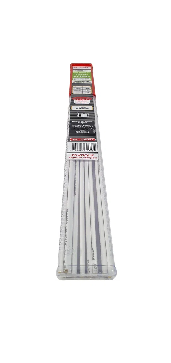 Express, 508813, Brasure Laiton Enrobée de Décapant, diamètre 3 mm, L 380 mm, 10 Baguettes à Souder pour Brasure Canalisation Acier, Chauffage et Pièces Mécaniques, Soudure à Froid