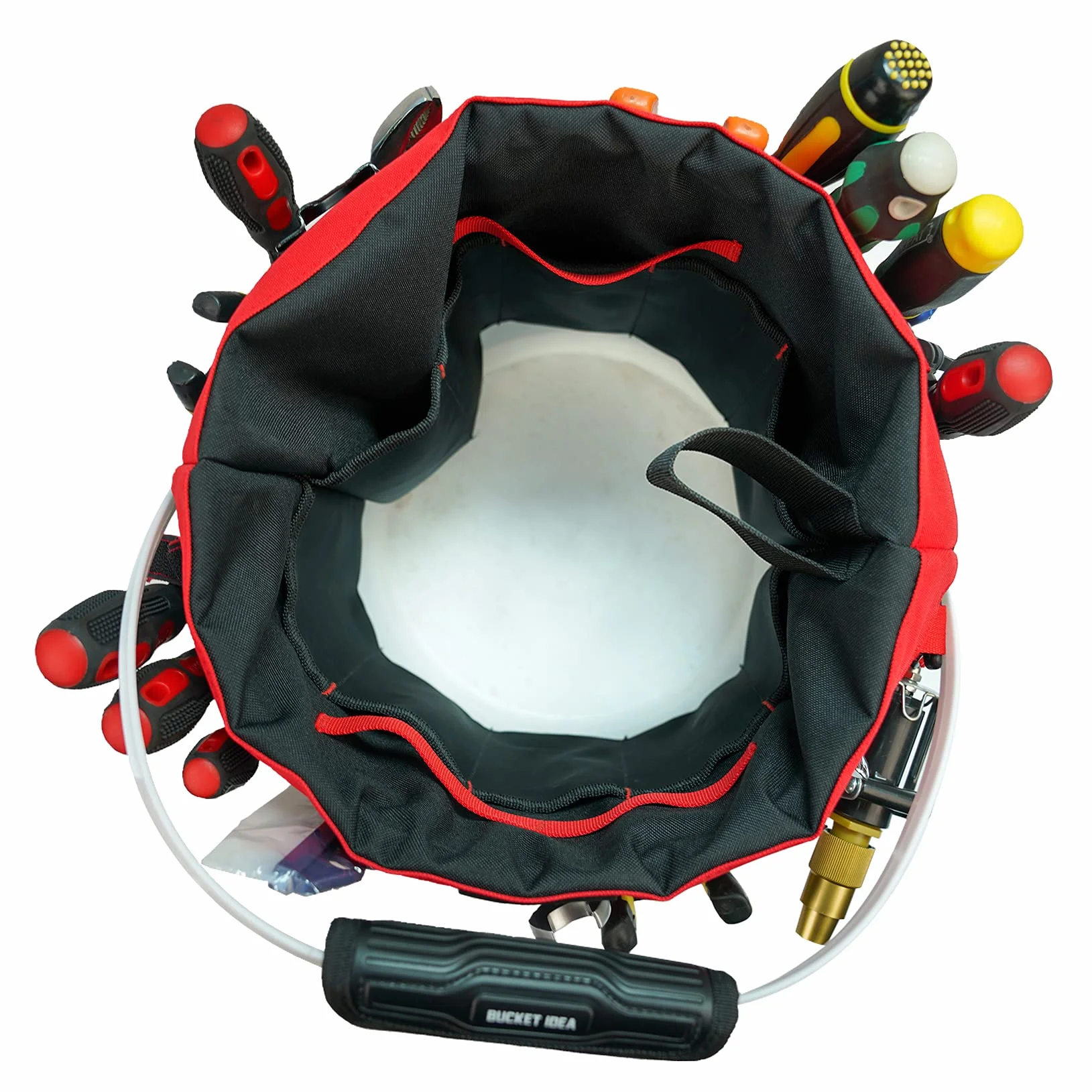 MELOTOUGH Seau à outils avec 35 poches, convient aux seaux de 3,5 à 5 gallons (rouge)