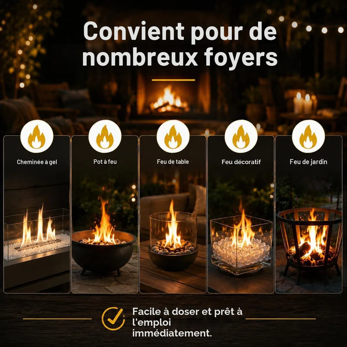 Lot de 12 bouteilles de 1 L de gel combustible inodore pour barbecue, cheminée, pots à feu et fondue – Allume-feu propre et sécurisé – Réf. 310
