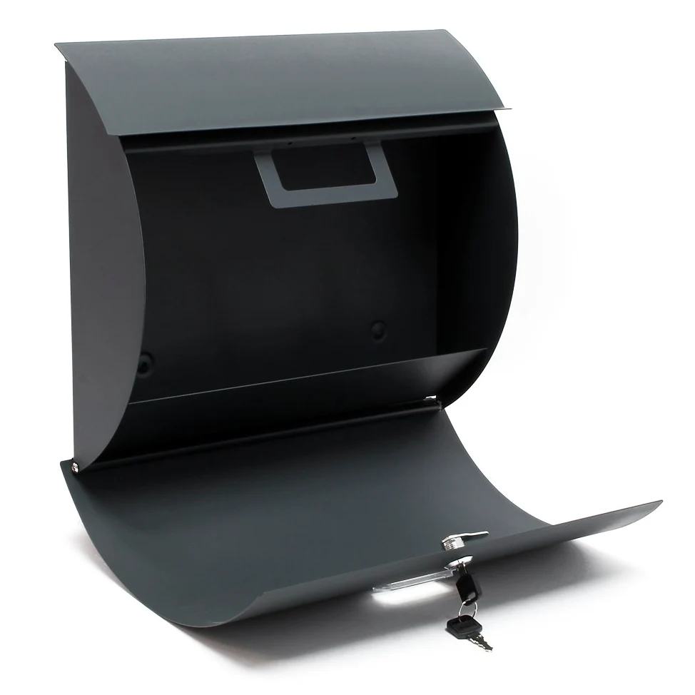 Wiltec Kit Boîte aux Lettres V17 avec Pied de Support, Verrouillable, Gris Anthracite, Acier galvanisé, 375 x 108 x 330 mm, avec Porte-nom