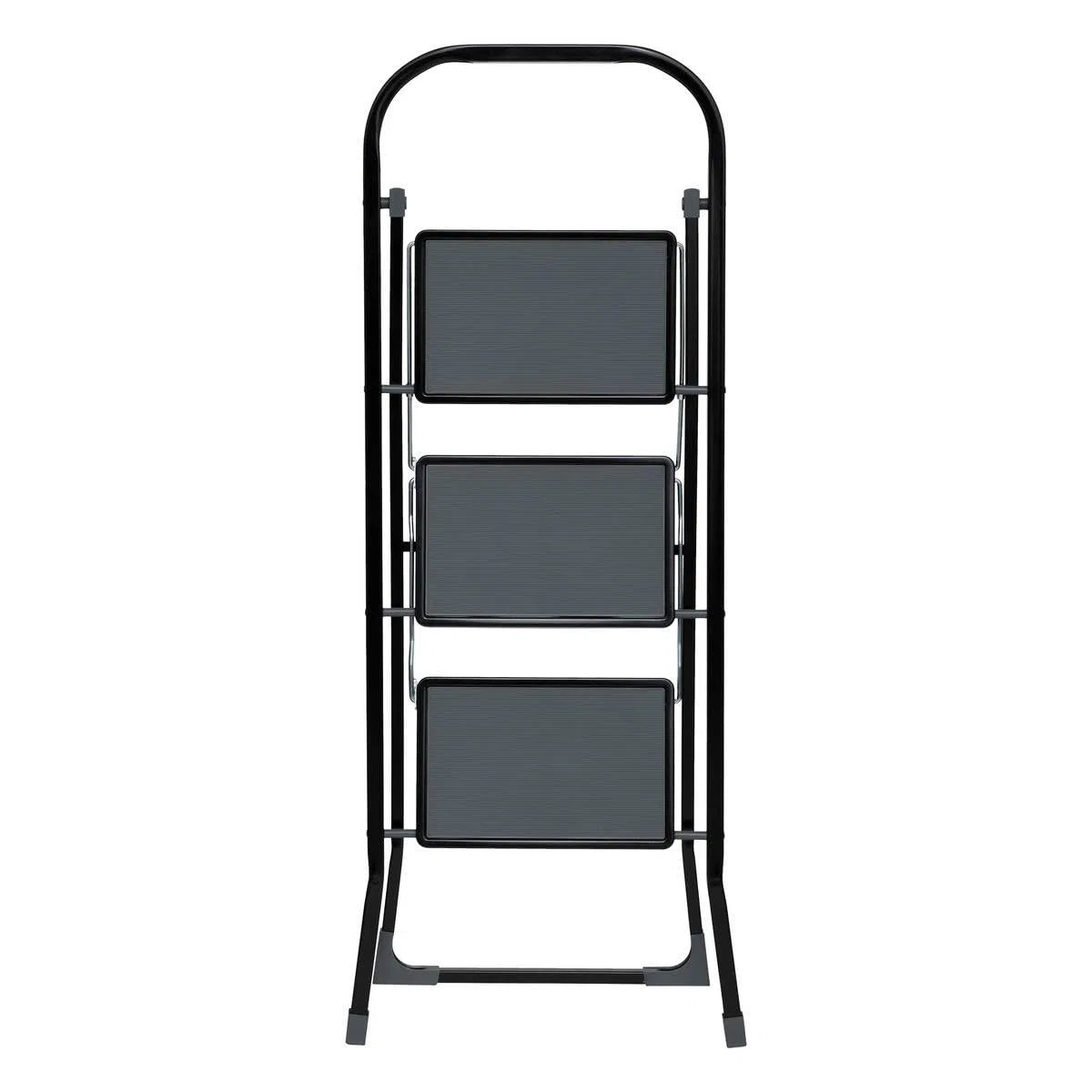 5five - Marchepied Pliable Métal 3 Marches Verrouillage de Sécurité Anse Rangement Facile Revêtement Anti-dérapant Charge Max 150kg