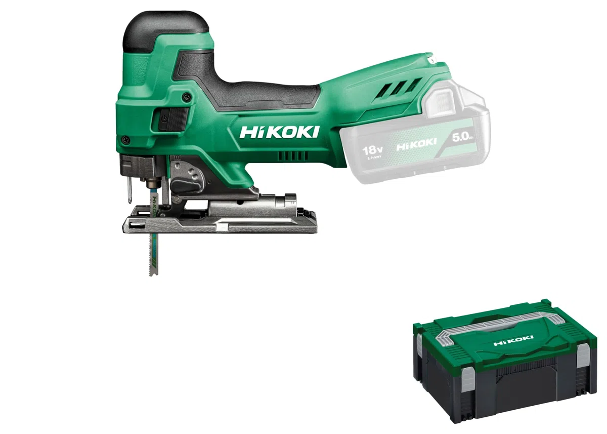 HiKOKI CJ18DBW2Z Scie Sauteuse Sans Fil 18V, Pendulaire, Coupe Bois 135 mm | Livrée en mallette avec lame, sans batterie ni chargeur, coupe onglet 45°, changement de lame rapide et éclairage LED
