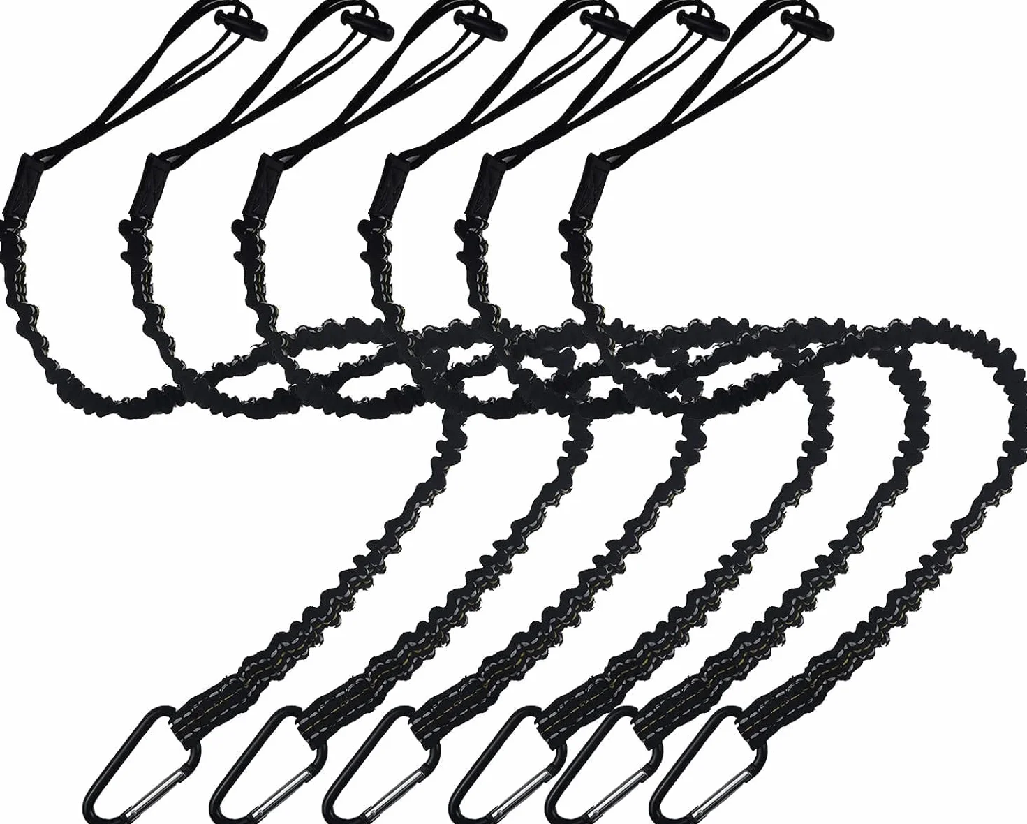 6 Pièce Longe à Outils, Cordon de Sécurité pour Travaux en Hauteur, Lanière de Sécurité avec Mousqueton, Laisse à Outil de Sécurité Rétractable, Outil de Protection Contre Les Chutes, Maximum 15KG
